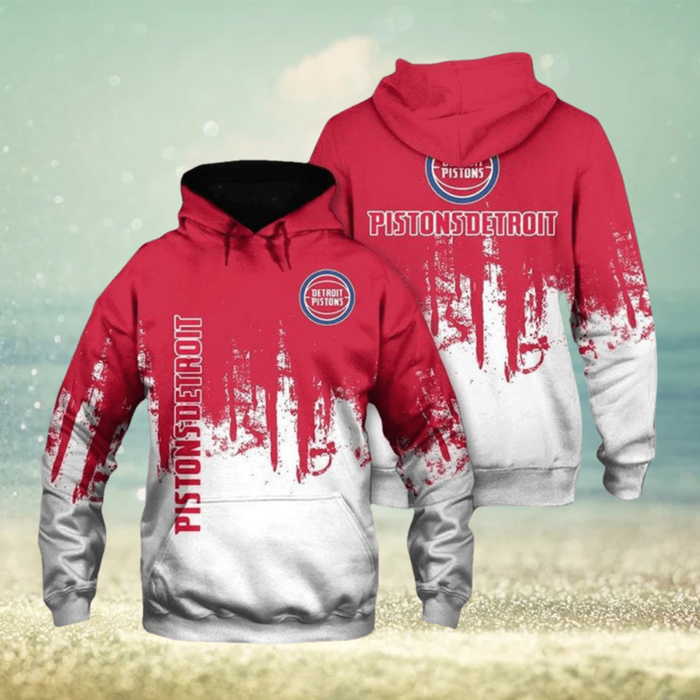 NBA Detroit Pistons Red White Grunge Pullover Hoodie NBA Detroit Pistons Red White Grunge Pullover Hoodie