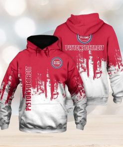 NBA Detroit Pistons Red White Grunge Pullover Hoodie