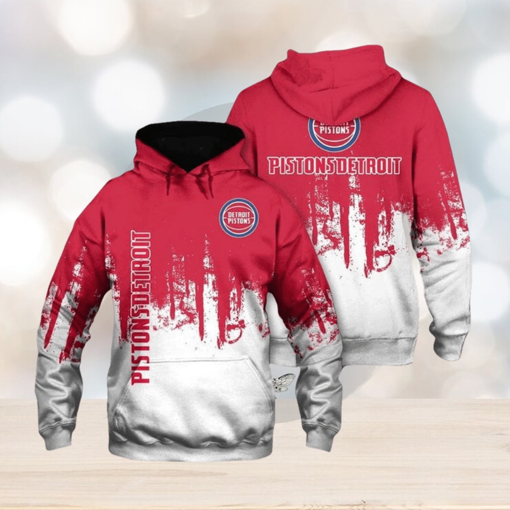 NBA Detroit Pistons Red White Grunge Pullover Hoodie NBA Detroit Pistons Red White Grunge Pullover Hoodie