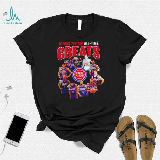 NBA Detroit Pistons all time greats players signatures logo shirt