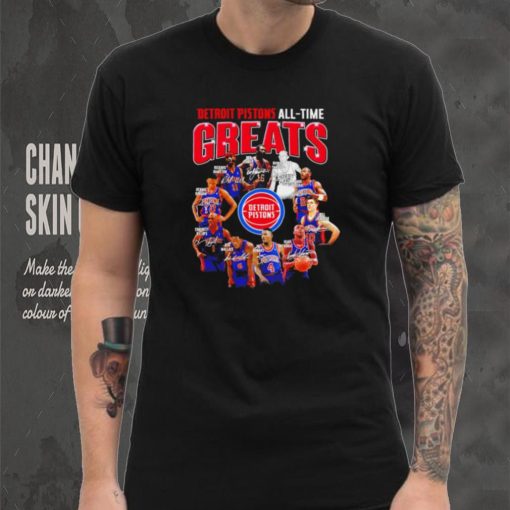 NBA Detroit Pistons all time greats players signatures logo shirt