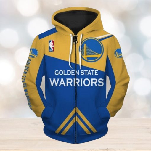 NBA Golden State Warriors Blue Yellow Zip Up Hoodie