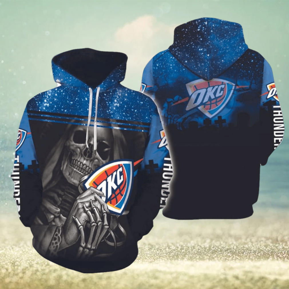 NBA Oklahoma City Thunder Night Halloween Skull Pullover Hoodie NBA Oklahoma City Thunder Night Halloween Skull Pullover Hoodie