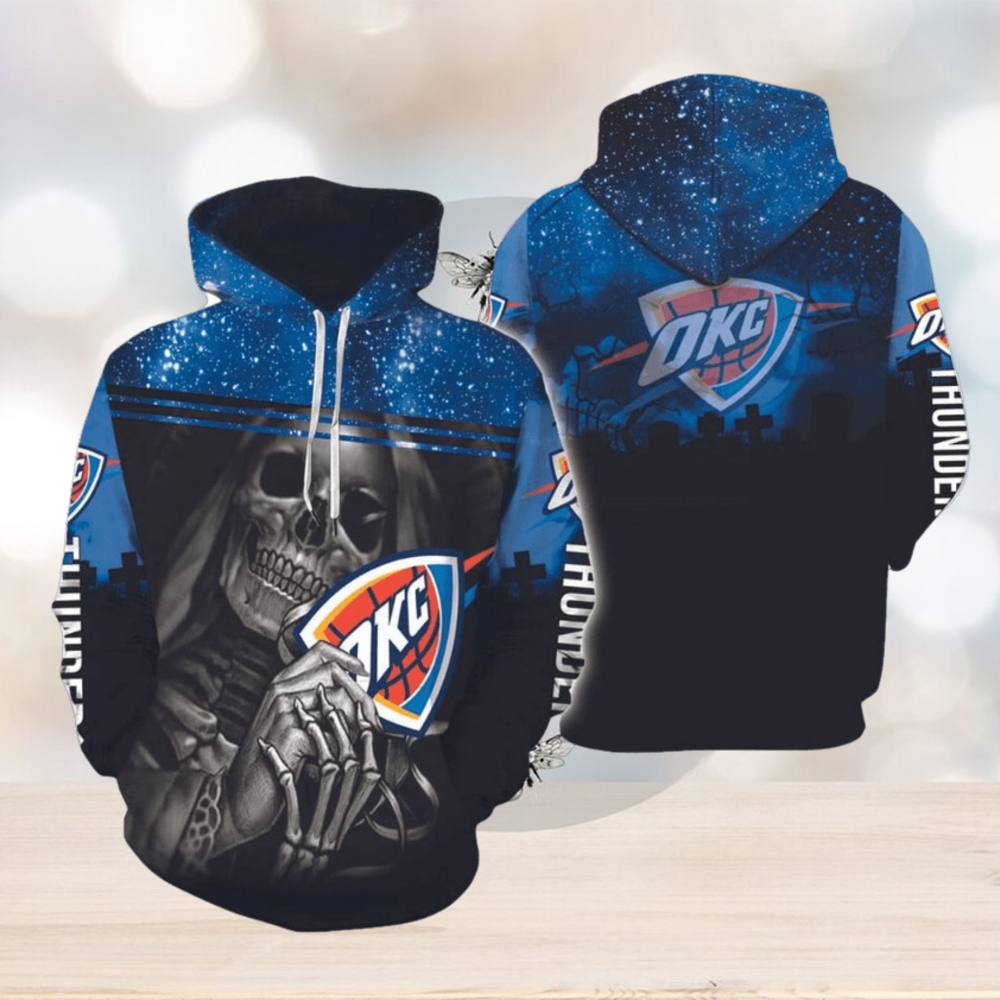 NBA Oklahoma City Thunder Night Halloween Skull Pullover Hoodie NBA Oklahoma City Thunder Night Halloween Skull Pullover Hoodie