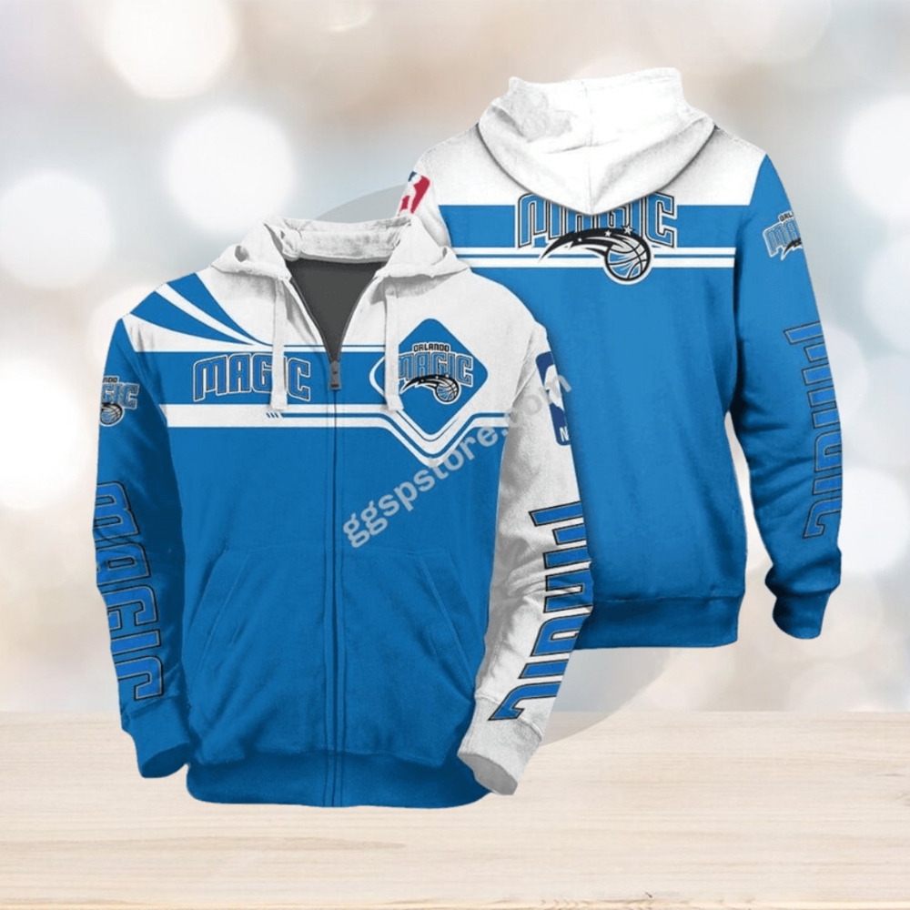 NBA Orlando Magic Blue White Zip Up Hoodie NBA Orlando Magic Blue White Zip Up Hoodie
