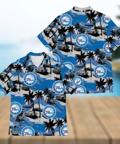 NBA Philadelphia 76Ers Palm Trees And Car Pattern Hawaiian Shirt