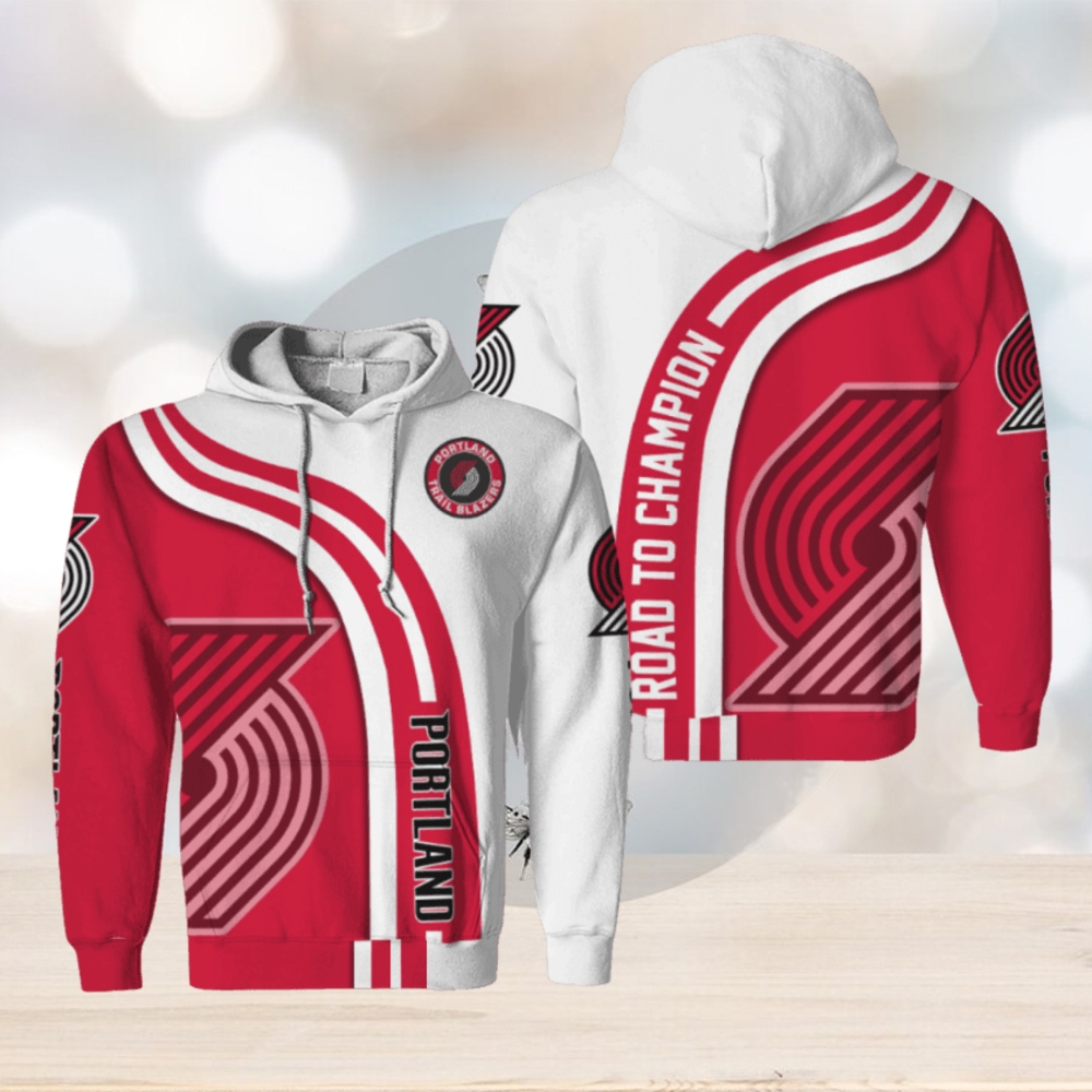NBA Portland Trail Blazers White Red Hightway Pullover Hoodie NBA Portland Trail Blazers White Red Hightway Pullover Hoodie