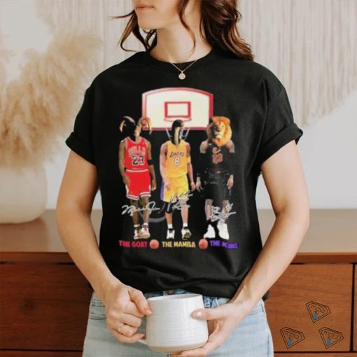 NBA The Goat The Mamba The King Lebron James Kobe Bryant And Michael Jordan Signatures T Shirt