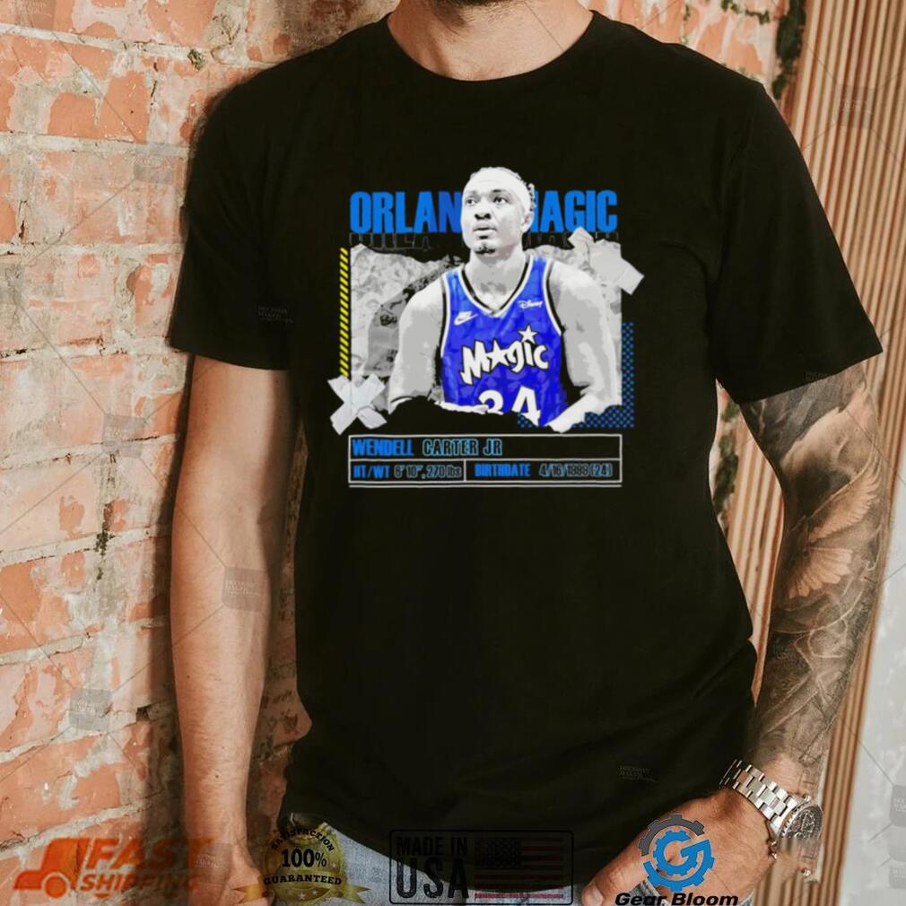 NBA Wendell Carter Jr Orlando Magic basketball player information paper shirt NBA Wendell Carter Jr Orlando Magic basketball player information paper shirt