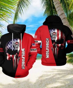 NC State Wolfpack NCAA US Flag Skull 3D Printed Hoodie