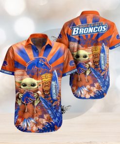 NCAA Boise State Broncos Baby Yoda Orange Blue Hawaiian Shirt