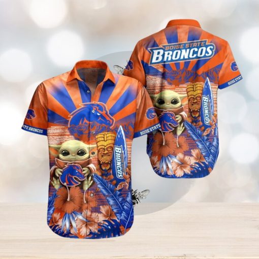 NCAA Boise State Broncos Baby Yoda Orange Blue Hawaiian Shirt