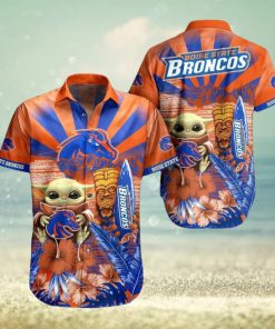 NCAA Boise State Broncos Baby Yoda Orange Blue Hawaiian Shirt