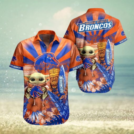 NCAA Boise State Broncos Baby Yoda Orange Blue Hawaiian Shirt