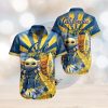 Detroit Lions Baby Yoda Name Personalized Short Sleeve Button Up Tropical Hawaiian Shirt