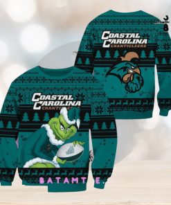 NCAA Coastal Carolina Chanticleers Grinch Myrtle Beach Invitational Ugly Christmas Sweater