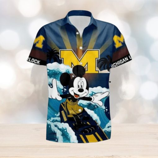 NCAA Disney Mickey Mouse Michigan Wolverines Hawaiian Shirt Beach Gift For Friend