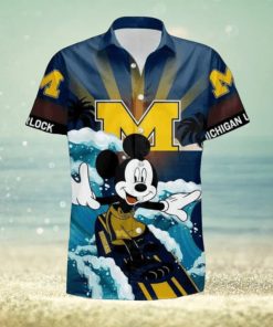 NCAA Disney Mickey Mouse Michigan Wolverines Hawaiian Shirt Beach Gift For Friend