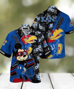 NCAA Kansas Jayhawks Hawaiian Shirt Mickey And Floral Pattern