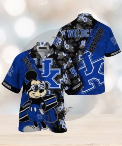 NCAA Kentucky Wildcats Hawaiian Shirt Mickey And Floral Pattern