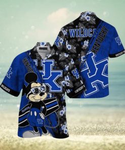 NCAA Kentucky Wildcats Hawaiian Shirt Mickey And Floral Pattern