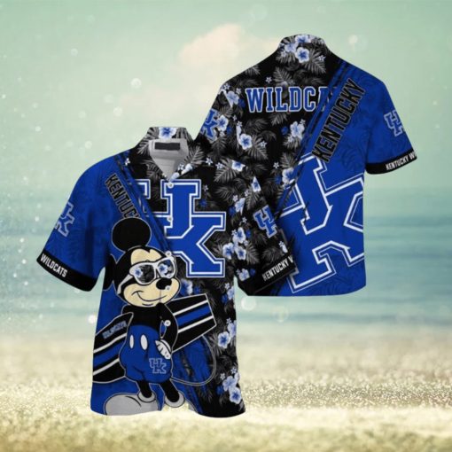 NCAA Kentucky Wildcats Hawaiian Shirt Mickey And Floral Pattern