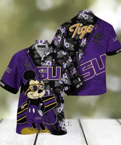 NCAA Lsu Tigers Hawaiian Shirt Mickey And Floral Pattern