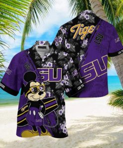 NCAA Lsu Tigers Hawaiian Shirt Mickey And Floral Pattern