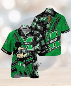 NCAA Marshall Thundering Herd Hawaiian Shirt Mickey And Floral Pattern