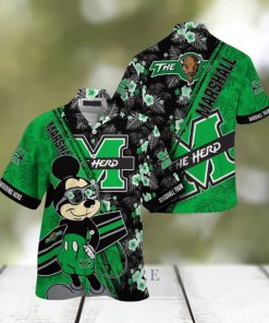 NCAA Marshall Thundering Herd Hawaiian Shirt Mickey And Floral Pattern