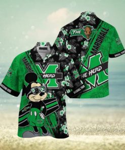 NCAA Marshall Thundering Herd Hawaiian Shirt Mickey And Floral Pattern