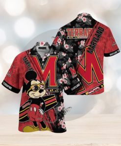 NCAA Maryland Terrapins Hawaiian Shirt Mickey And Floral Pattern