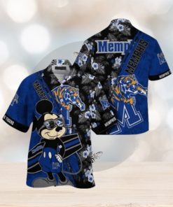 NCAA Memphis Tigers Hawaiian Shirt Mickey And Floral Pattern