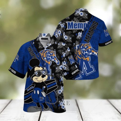 NCAA Memphis Tigers Hawaiian Shirt Mickey And Floral Pattern