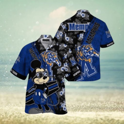 NCAA Memphis Tigers Hawaiian Shirt Mickey And Floral Pattern