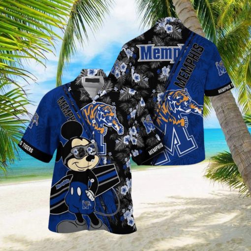 NCAA Memphis Tigers Hawaiian Shirt Mickey And Floral Pattern