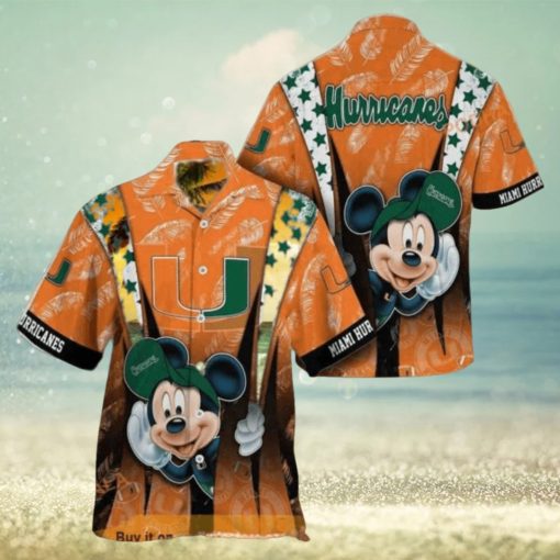 NCAA Miami Hurricanes Hawaiian Shirt Mickey Mouse Disney Summer Gift