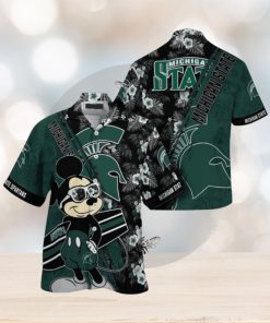 NCAA Michigan State Spartans Hawaiian Shirt Mickey And Floral Pattern