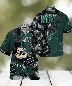 NCAA Michigan State Spartans Hawaiian Shirt Mickey And Floral Pattern