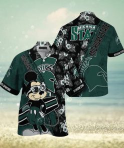 NCAA Michigan State Spartans Hawaiian Shirt Mickey And Floral Pattern