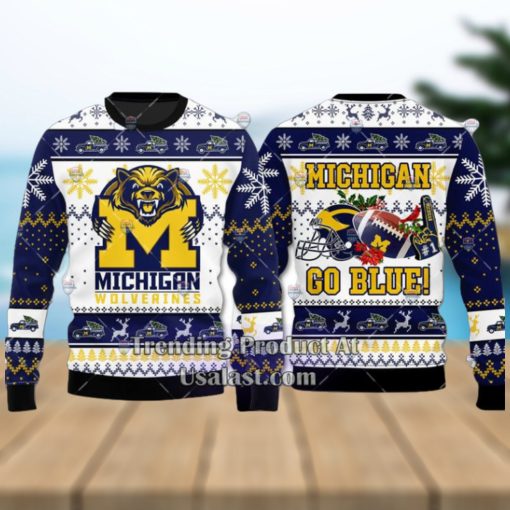 NCAA Michigan Wolverines Go Blue Ugly Christmas Sweater
