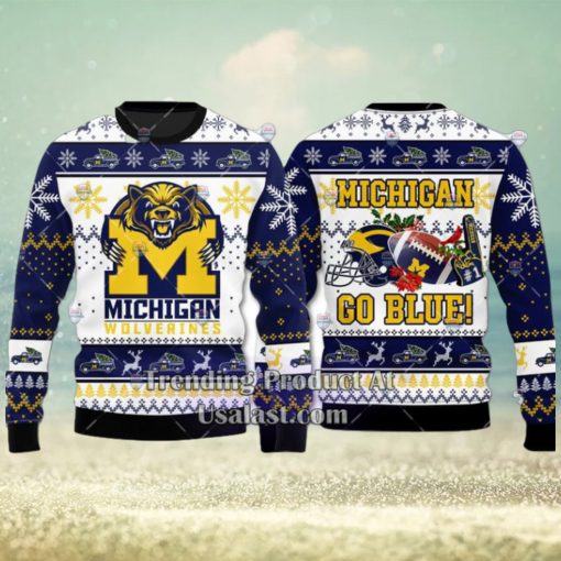 NCAA Michigan Wolverines Go Blue Ugly Christmas Sweater