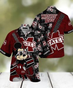 NCAA Mississippi State Bulldogs Hawaiian Shirt Mickey And Floral Pattern