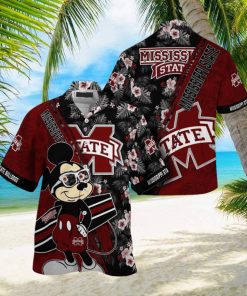 NCAA Mississippi State Bulldogs Hawaiian Shirt Mickey And Floral Pattern