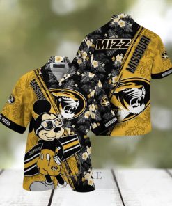 NCAA Missouri Tigers Hawaiian Shirt Mickey And Floral Pattern