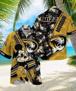 NCAA Missouri Tigers Hawaiian Shirt Mickey And Floral Pattern