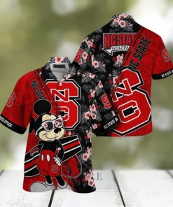 NCAA Nc State Wolfpack Hawaiian Shirt Mickey And Floral Pattern