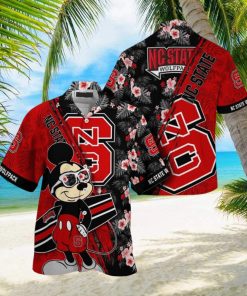 NCAA Nc State Wolfpack Hawaiian Shirt Mickey And Floral Pattern