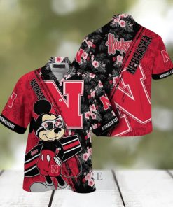 NCAA Nebraska Cornhuskers Hawaiian Shirt Mickey And Floral Pattern