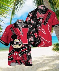 NCAA Nebraska Cornhuskers Hawaiian Shirt Mickey And Floral Pattern